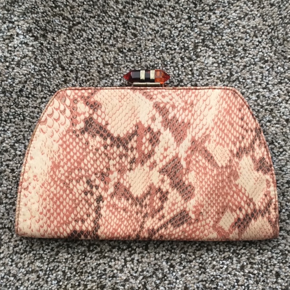 Banana Republic Pink Snakeskin Print Clutch